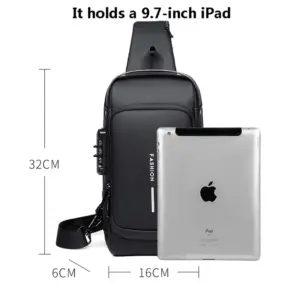 Men's Multifunction Anti-theft USB Shoulder Bag Man Crossbody Cross Body Travel Sling Chest Bags Pack Messenger Pack for Male 2